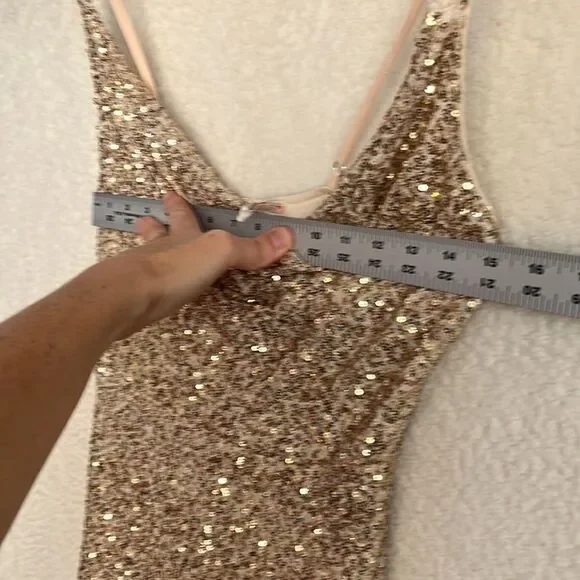 Raga Jumpsuit Womens XS Gold‎ Sequin Spaghetti Strap - Picture 8 of 14